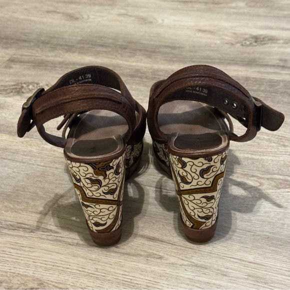 BLACKSTONE Brown Leather Wedge Heel Open Toe Sandals Size 39 /US 8 EUC WORN ONCE - Picture 6 of 12